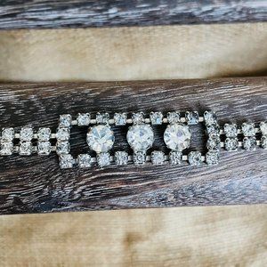 Vintage MCM Rhinestones Tennis Costume Jewelry Bracelet 6.5”